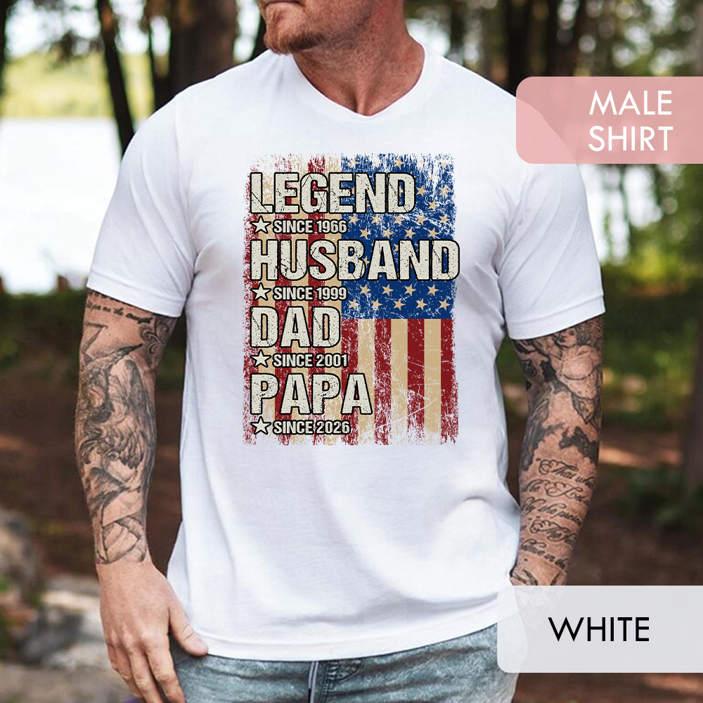 Personalized "Legend Husband Dad Papa" US Flag Tee