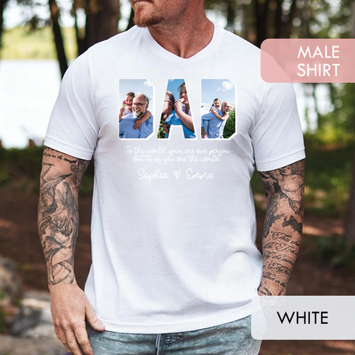 Personalized Dad Shirt with Grandkids Names - To The World You Are One Person