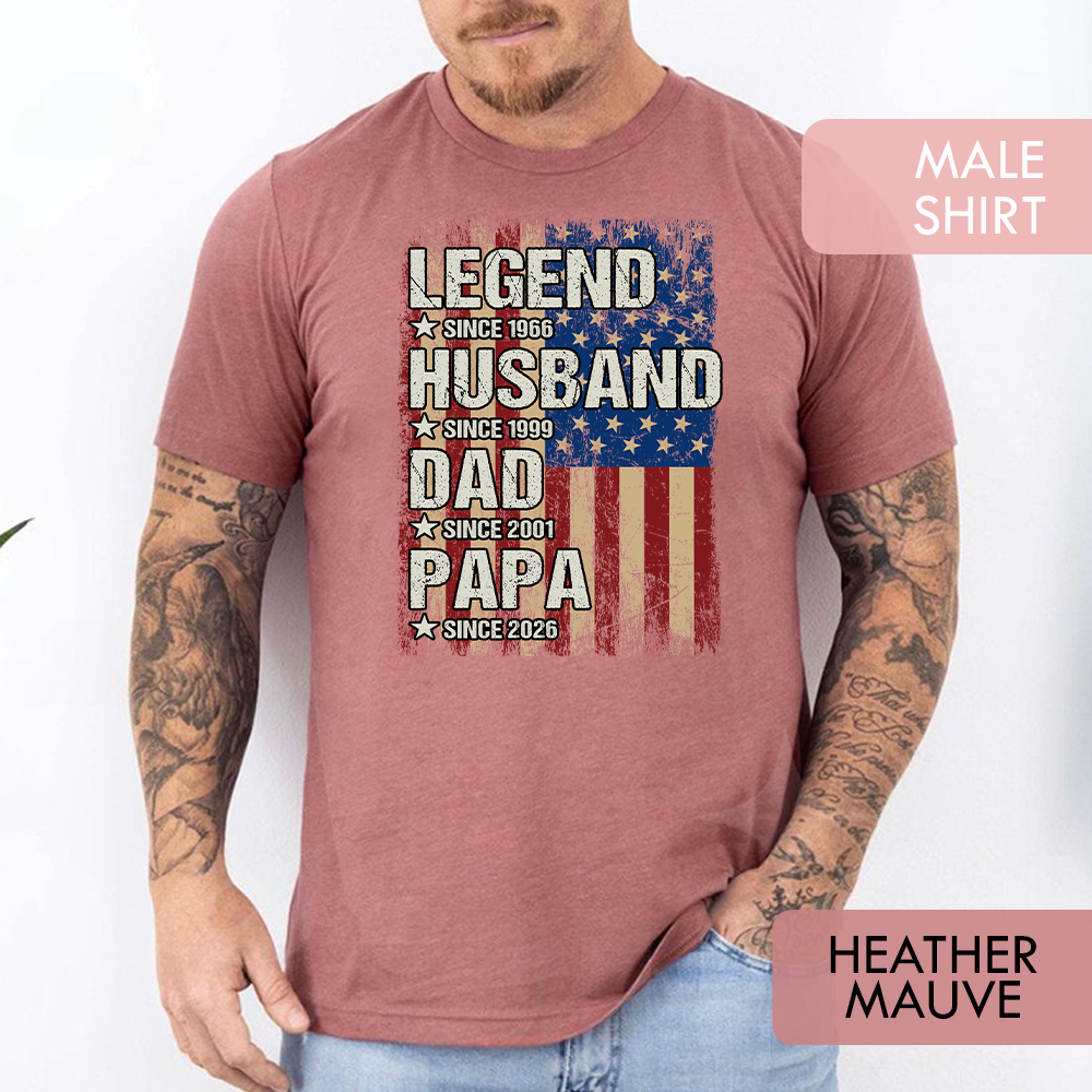 Personalized "Legend Husband Dad Papa" US Flag Tee