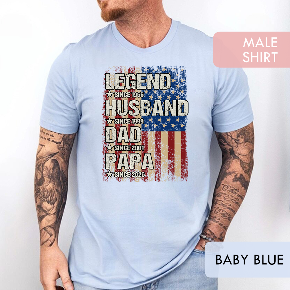 Personalized "Legend Husband Dad Papa" US Flag Tee